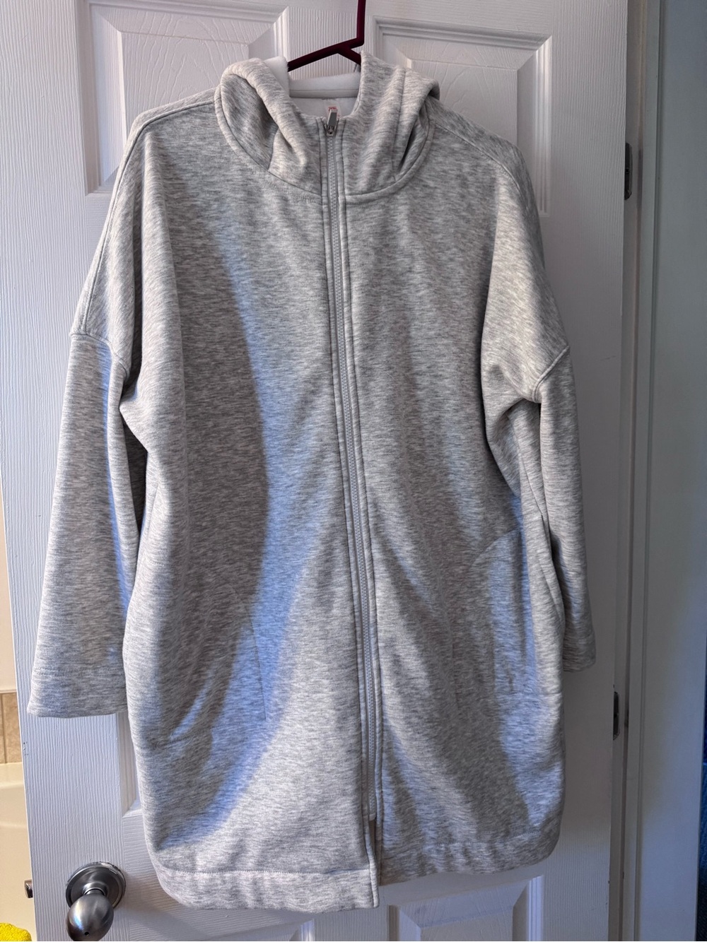 Zip-Front Hoodie Jacket - Light Gray